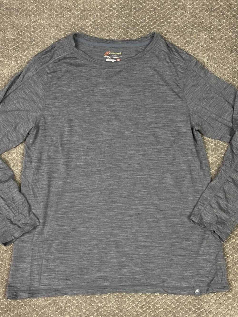 Cloudveil Merino Wool Base Layer Shirt Mens Large Gray Baselayer Hiking 666652
